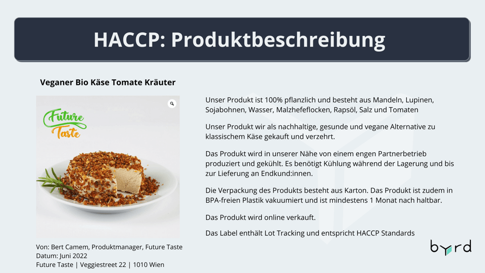 HACCP - Produktbeschreibung