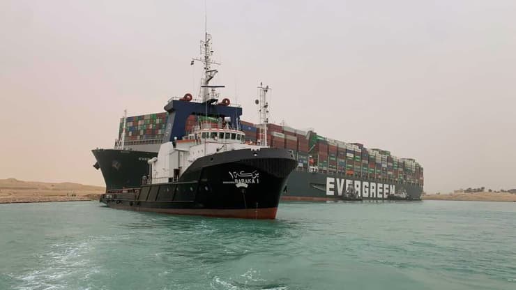 evergreen container blocked in Suez