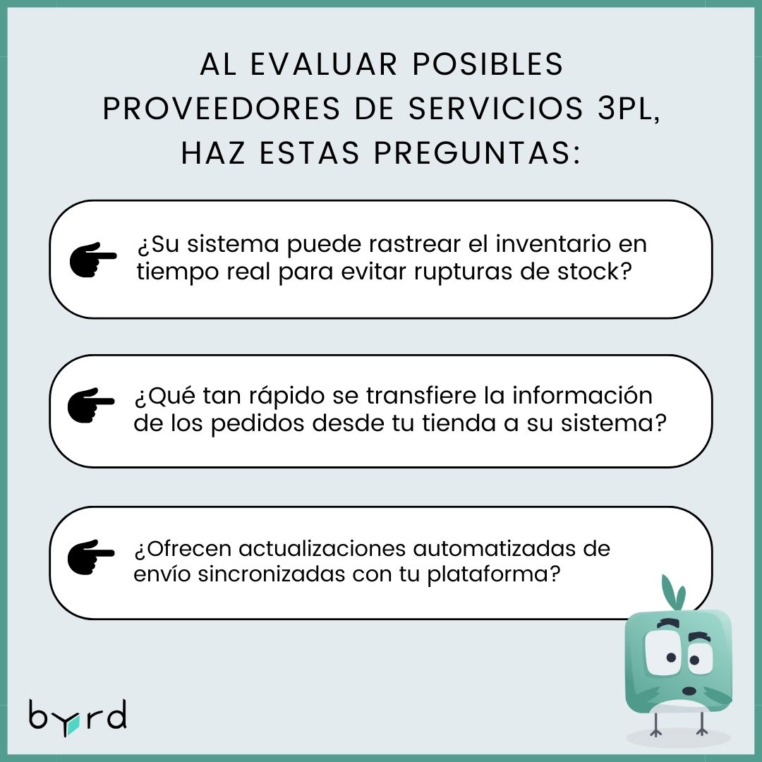 evaluar posibles proveedores de servicios 3PL